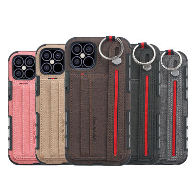 締縄の革紐のIphoneのための革電話箱耐傷性14 13