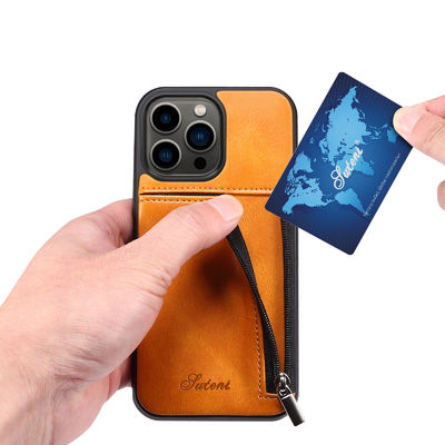 本革の電話箱の現代贅沢なIphoneの札入れの箱